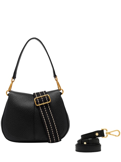 HELENA ROUND Schultertasche mit Schulterriemen aus Leder Schwarz - Damentaschen