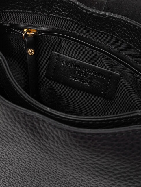 HELENA ROUND Schultertasche mit Schulterriemen aus Leder Schwarz - Damentaschen