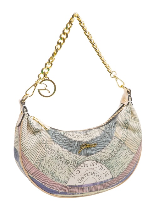 PLANETARIUM Halbmondf&ouml;rmige Hobo-Tasche mit Schultergurt Aquarell/Beige - Damentaschen