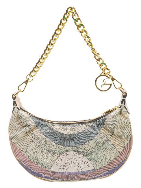 PLANETARIUM Halbmondf&ouml;rmige Hobo-Tasche mit Schultergurt Aquarell/Beige - Damentaschen