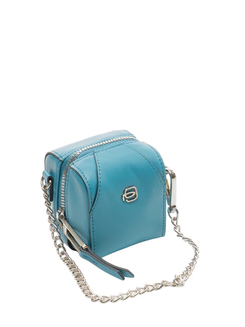 MUSE Schl&uuml;sselanh&auml;nger aus Leder mit Kette Himmelblau - Schl&uuml;sselanh&auml;nger und Schl&uuml;sseletuis