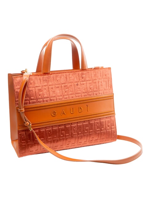 ADA VELUR L Handtasche mit Samteins&auml;tzen Orange - Damentaschen