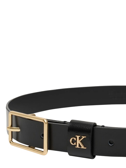 CLASSIC BUCKLE Lederg&uuml;rtel Schwarz / Antik-Hellgold - G&uuml;rtel