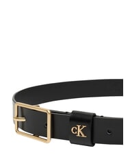 CALVIN KLEIN CLASSIC BUCKLE Lederg&uuml;rtel Schwarz / Antik-Hellgold - G&uuml;rtel - 2
