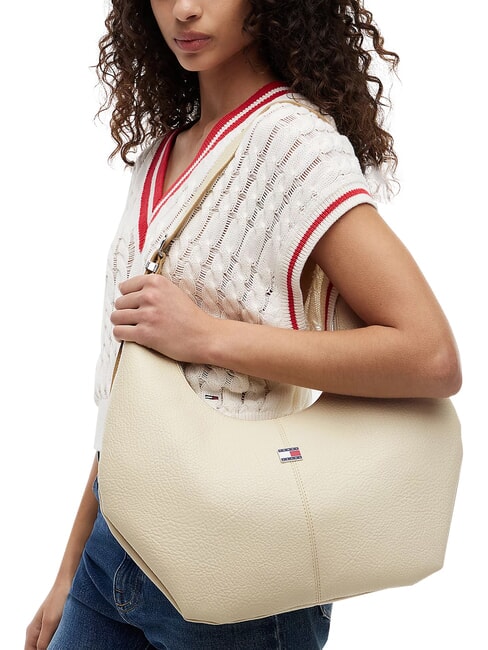 TJW SLOUCHY Schultertasche mit Plakette Hafennebel - Damentaschen