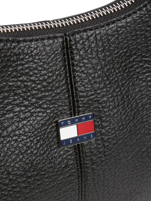 TJW SLOUCHY Schultertasche mit Plakette Schwarz - Damentaschen