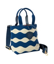BLAUER KNITTED Handtasche mit Schulterriemen Creme/Marineblau - Damentaschen - 3