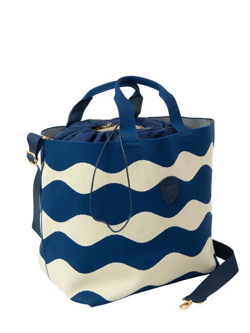 KNITTED Handtasche mit Schulterriemen Creme/Marineblau - Damentaschen