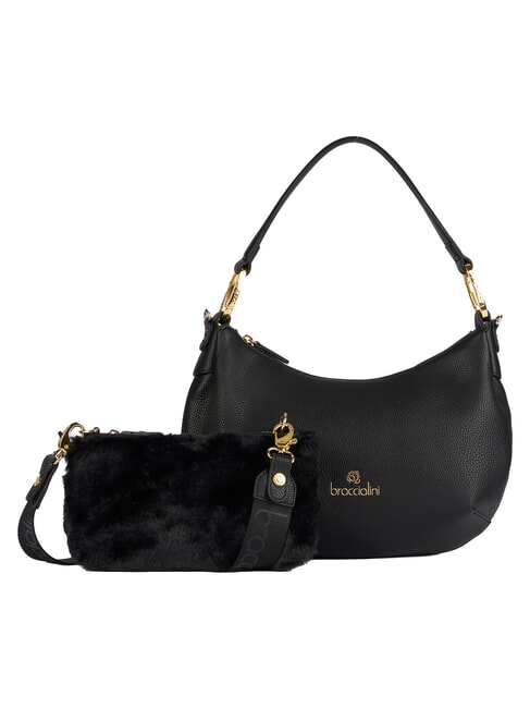 BETH M Schultertasche mit Schultergurt Schwarz - Damentaschen