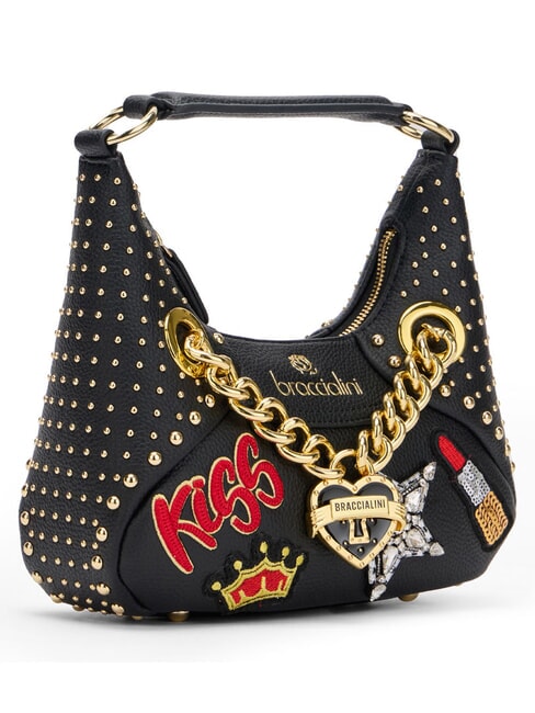 ROCK Mini-Schultertasche mit Schultergurt Schwarz - Damentaschen