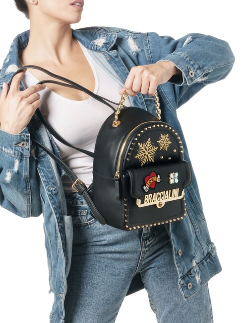 ROCK Rucksack mit vorderer Cliptasche Schwarz - Damentaschen