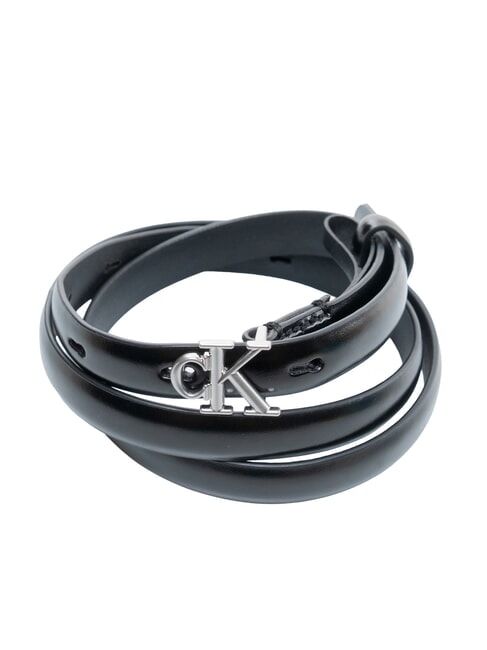 ROUND CK BUCKLE Lederg&uuml;rtel Schwarz / Antiknickel - G&uuml;rtel