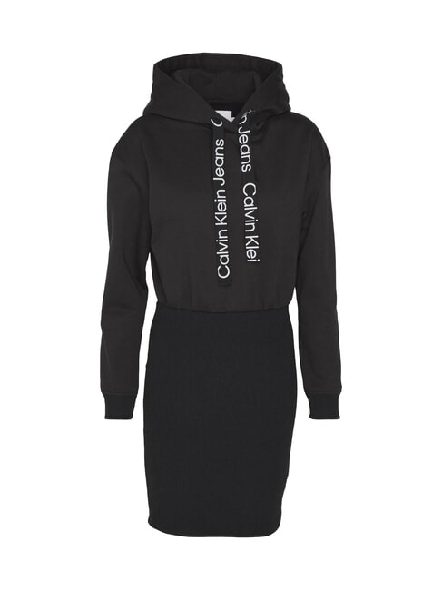 CK JEANS Kapuzenkleid ck Schwarz/Hellwei&szlig; - Damenkleider