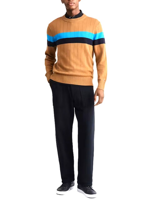 TH Rundhalspullover Cognac / Zuckerrohr Mono - Herrenpullover