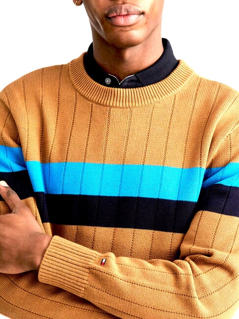 TH Rundhalspullover Cognac / Zuckerrohr Mono - Herrenpullover