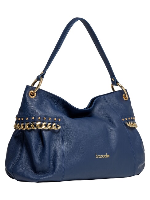 NORA Umh&auml;ngetasche aus Leder mit Kette Blau - Damentaschen