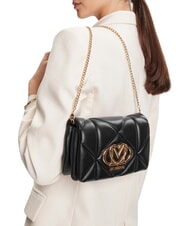 LOVE MOSCHINO EMBOSSED Kleine Schultertasche mit Kette Schwarz - Damentaschen - 2