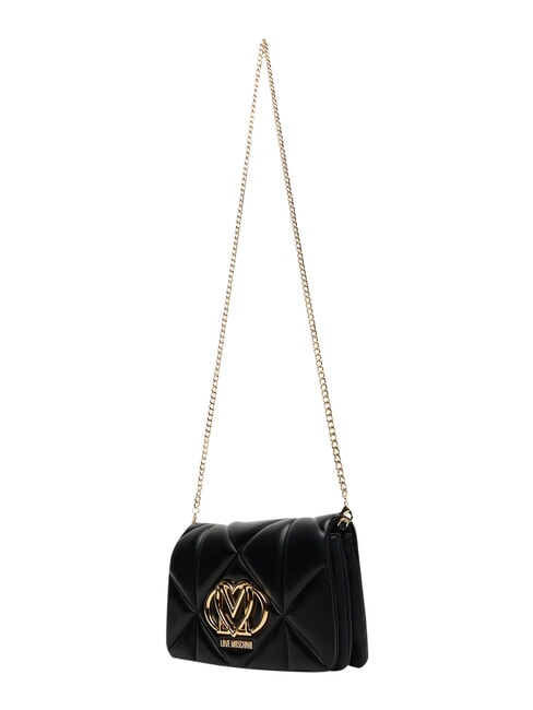 EMBOSSED Kleine Schultertasche mit Kette Schwarz - Damentaschen