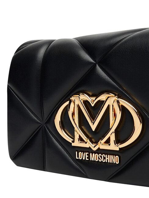 EMBOSSED Kleine Schultertasche mit Kette Schwarz - Damentaschen
