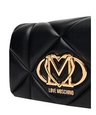LOVE MOSCHINO EMBOSSED Kleine Schultertasche mit Kette Schwarz - Damentaschen - 5