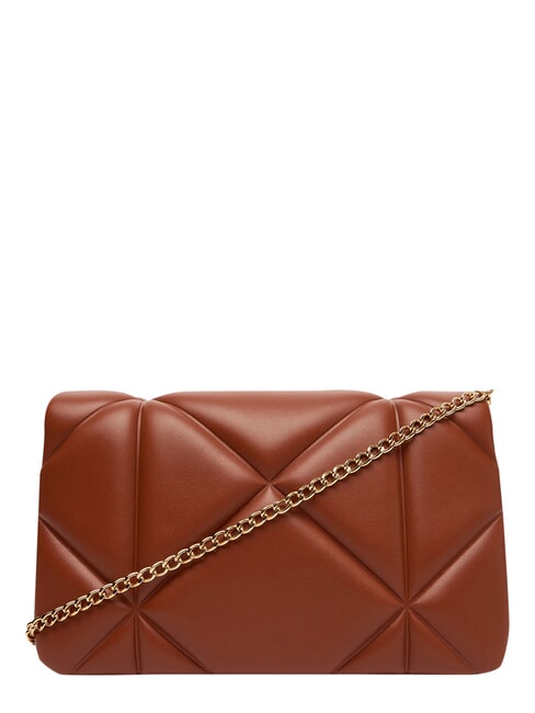 EMBOSSED Kleine Schultertasche mit Kette Kastanie - Damentaschen