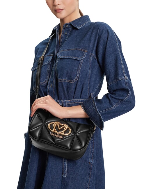 EMBOSSED Schultertasche, doppelt tragbar Schwarz - Damentaschen