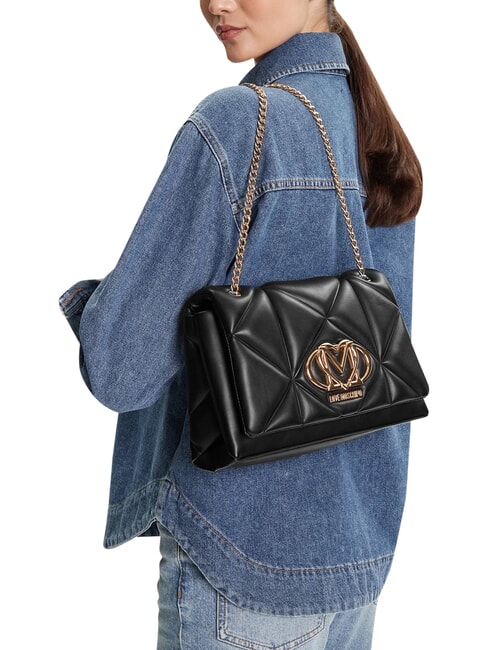 EMBOSSED Schultertasche / Umh&auml;ngetasche Schwarz - Damentaschen