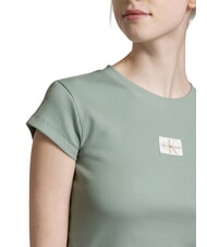 CALVIN KLEIN WOVEN LABEL Kurz&auml;rmeliges Baumwoll-T-Shirt grau - T-Shirts und Tops f&uuml;r Damen - 3