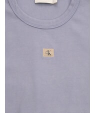 CALVIN KLEIN WASHED WOVEN LABEL Kurz&auml;rmeliges Baumwoll-T-Shirt lila - T-Shirts und Tops f&uuml;r Damen - 2