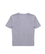 CALVIN KLEIN WASHED WOVEN LABEL Kurz&auml;rmeliges Baumwoll-T-Shirt lila - T-Shirts und Tops f&uuml;r Damen - 3