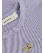 CALVIN KLEIN WASHED WOVEN LABEL Kurz&auml;rmeliges Baumwoll-T-Shirt lila - T-Shirts und Tops f&uuml;r Damen - 4