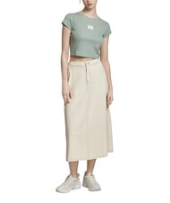 CALVIN KLEIN WOVEN LABEL Kurz&auml;rmeliges Baumwoll-T-Shirt grau - T-Shirts und Tops f&uuml;r Damen - 4