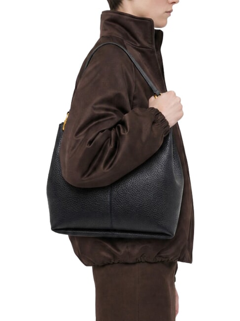 SANDRA Schultertasche mit Schulterriemen, aus Leder Nacht - Damentaschen