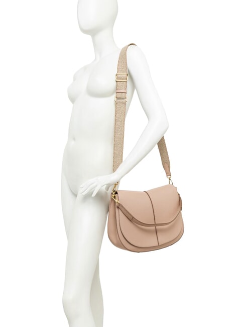 HELENA ROUND Schultertasche mit Schulterriemen, aus Leder Schwarz - Damentaschen