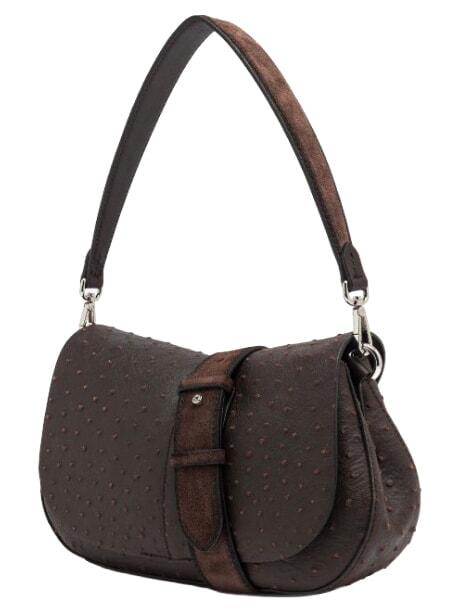 HELENA ROUND Schultertasche mit Schulterriemen, aus Leder ausgedr&uuml;ckt - Damentaschen