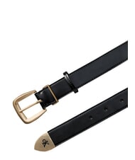 CALVIN KLEIN HW END TIP Lederg&uuml;rtel Schwarz / Antik-Hellgold - G&uuml;rtel - 3