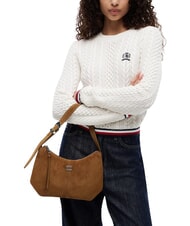 TOMMY HILFIGER TJW SLOUCHY Schultertasche aus Wildleder dunkles Hochlandkhaki - Damentaschen - 2