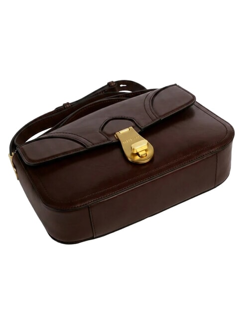 MIA Schultertasche, Leder Mokka mit Gold - Damentaschen