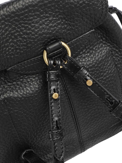 MARTINA Rucksack aus geh&auml;mmertem Leder Schwarzes Gold - Damentaschen