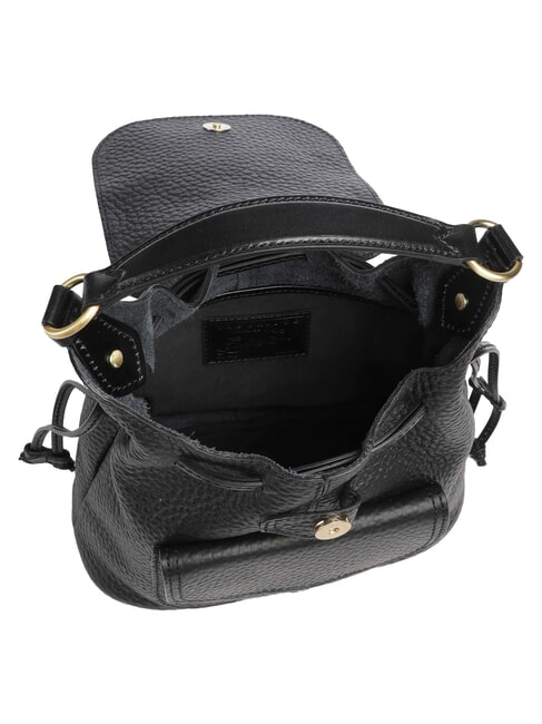 MARTINA Rucksack aus geh&auml;mmertem Leder Schwarzes Gold - Damentaschen