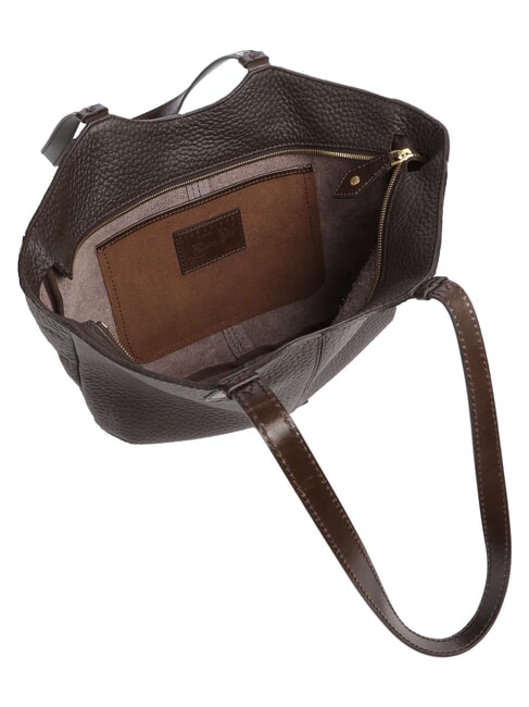 MARTINA Schultertasche, Leder Mokka mit Gold - Damentaschen