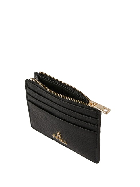 CAMELIA Flacher Kartenhalter aus Leder Schwarz - Brieftaschen Damen