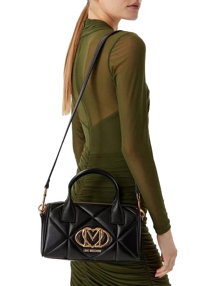 EMBOSSED QUILTED Handtasche mit Schulterriemen Schwarz - Damentaschen