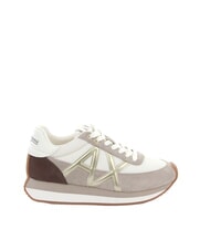ARMANI EXCHANGE ROYALE SUEDE AIR MESH Turnschuhe Sand + Cremewei&szlig; - Damenschuhe - 2