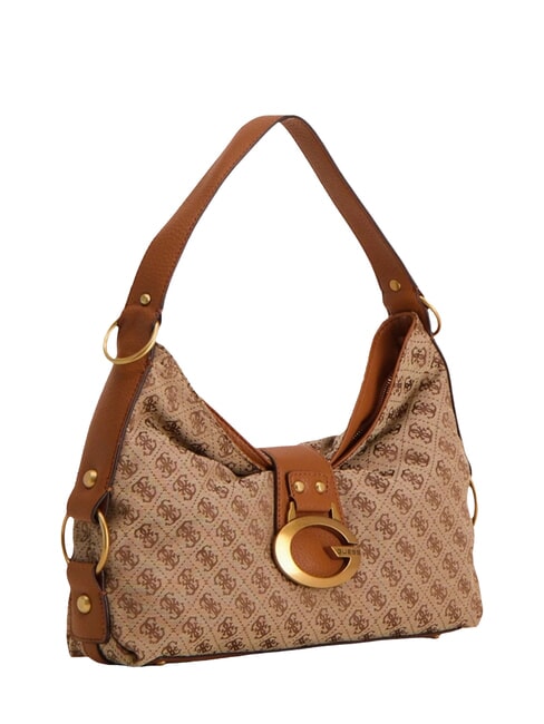 CAMDEN 4G Schultertasche, Allover-Print Logo Milch/Cognac - Damentaschen
