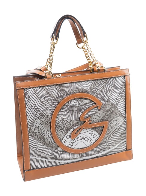 PLANETARIUM Schultertasche / Handtasche Tinten-Sepia/Hellbraun - Damentaschen