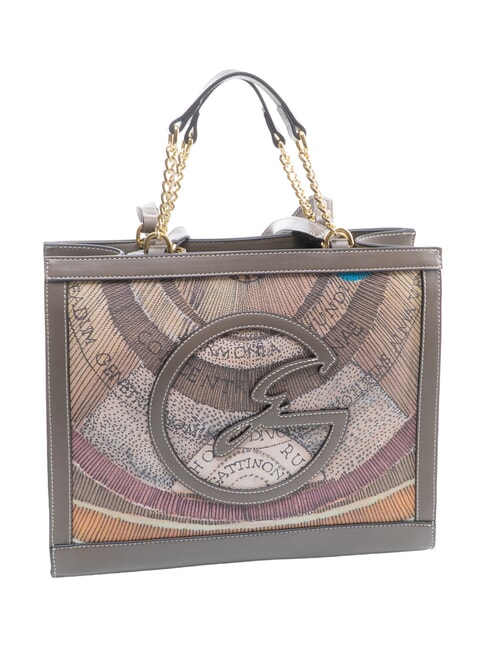 PLANETARIUM Schultertasche / Handtasche Wilde Aquarellfarbe/ Dunkeltaupe - Damentaschen