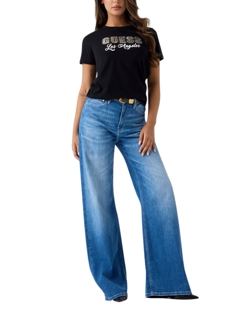 SNAKE SCRIPT Kurzarm-T-Shirt aus reiner Baumwolle jetbla - T-Shirts und Tops f&uuml;r Damen