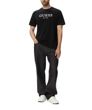 GUESS LOGO Kurzarm-T-Shirt aus reiner Baumwolle jetbla - Herren-T-Shirts - 3