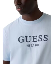 GUESS LOGO Kurzarm-T-Shirt aus reiner Baumwolle Luftbild blau - Herren-T-Shirts - 4
